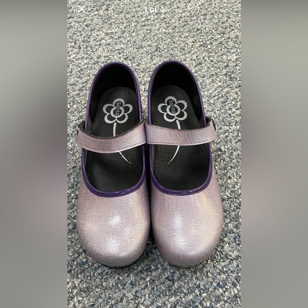 Sanita Shimmering Purple Mules